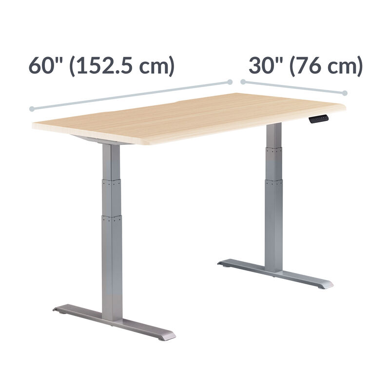 front view of light wood silver finish desk with measurements image number null